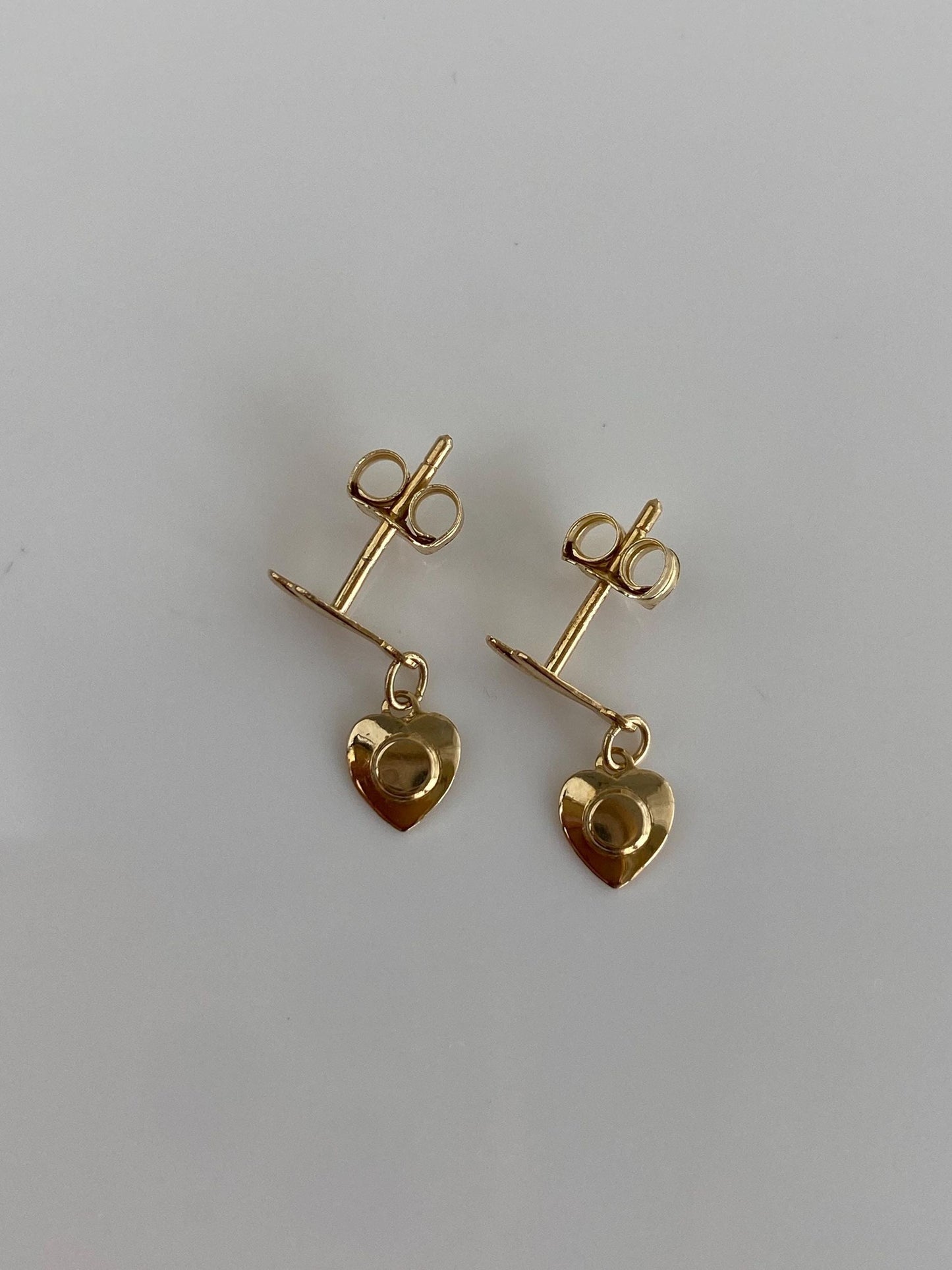 Vintage Solid 14k Heart Dangle Stud  Earrings