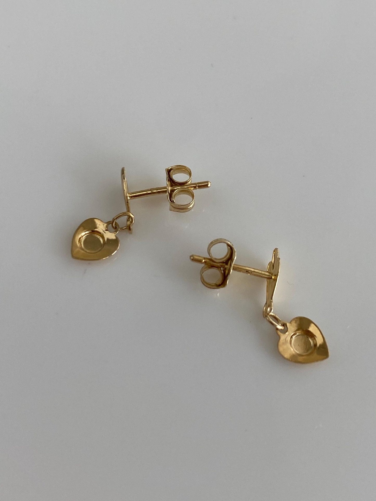 Vintage Solid 14k Heart Dangle Stud  Earrings