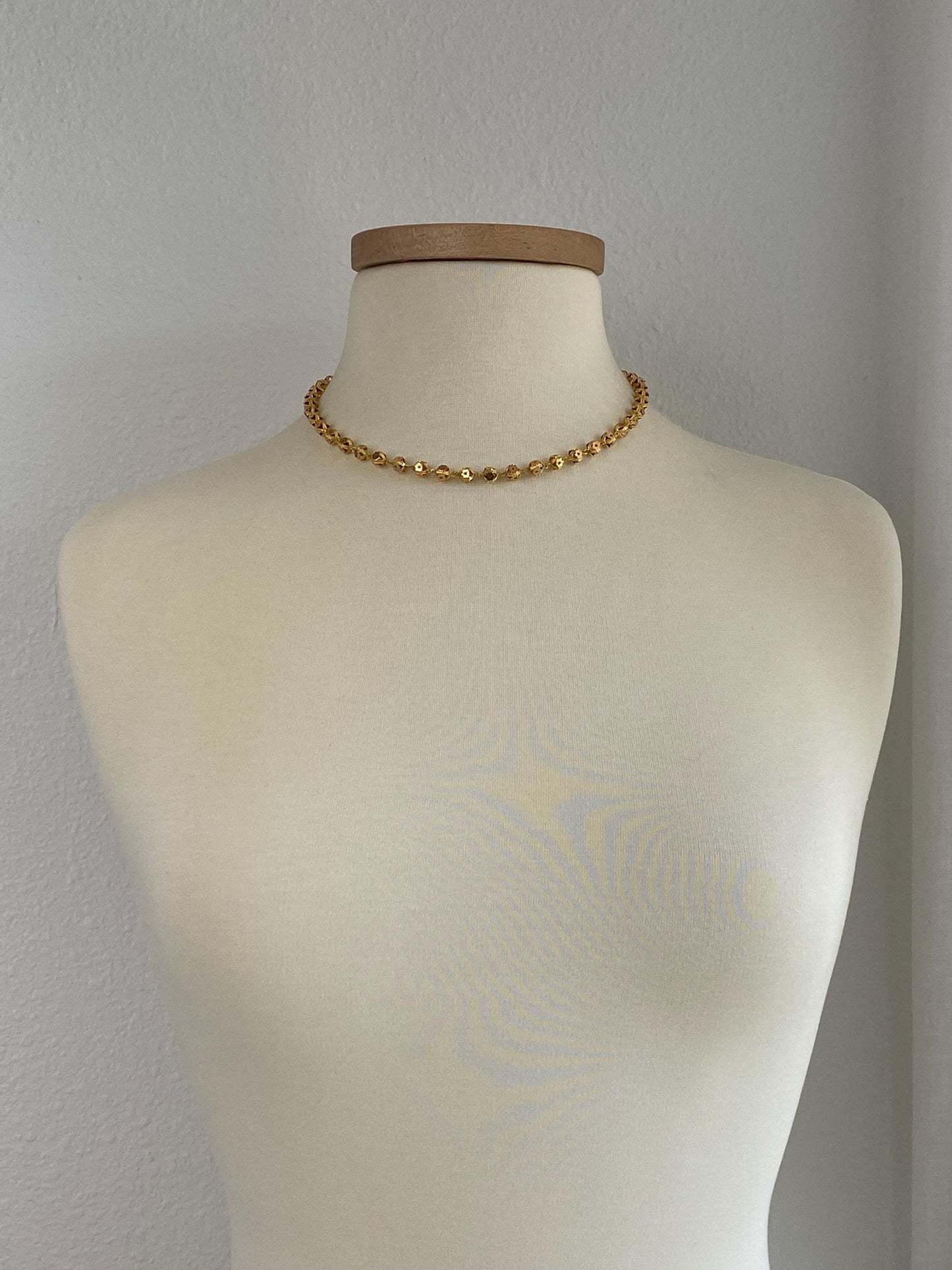 Vintage Solid 21k Yellow Gold Fancy Cut Out Stars Balls Curb Chain Necklace - 17.5 inches