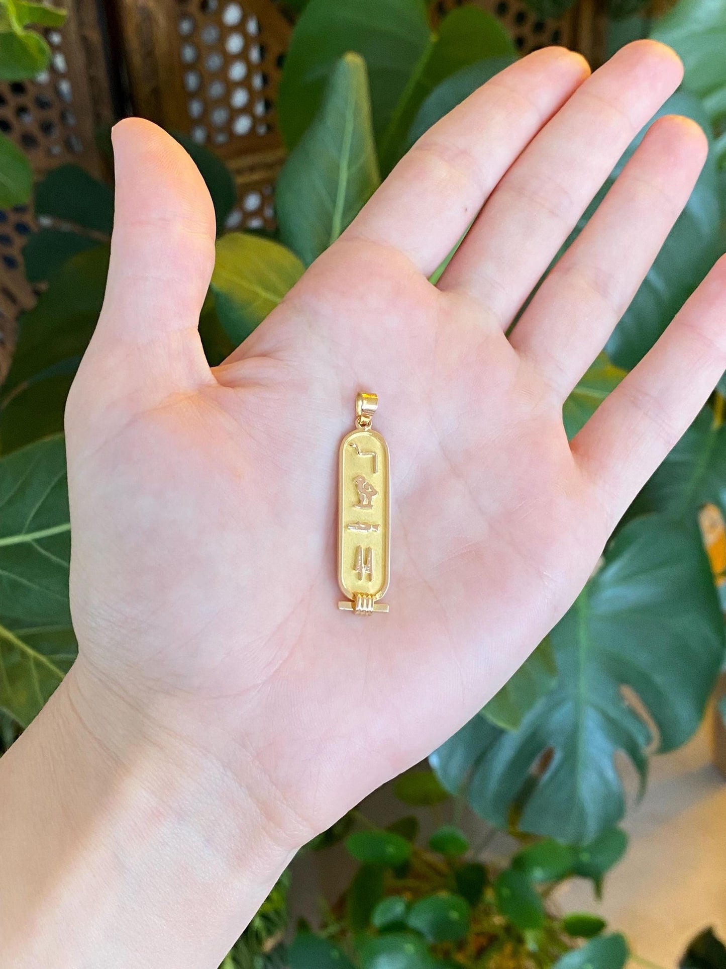 Vintage Solid 18k Yellow Gold Egyptian Cartouche Charm