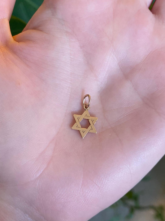 Vintage Solid 14k Rose Gold Star of David Charm