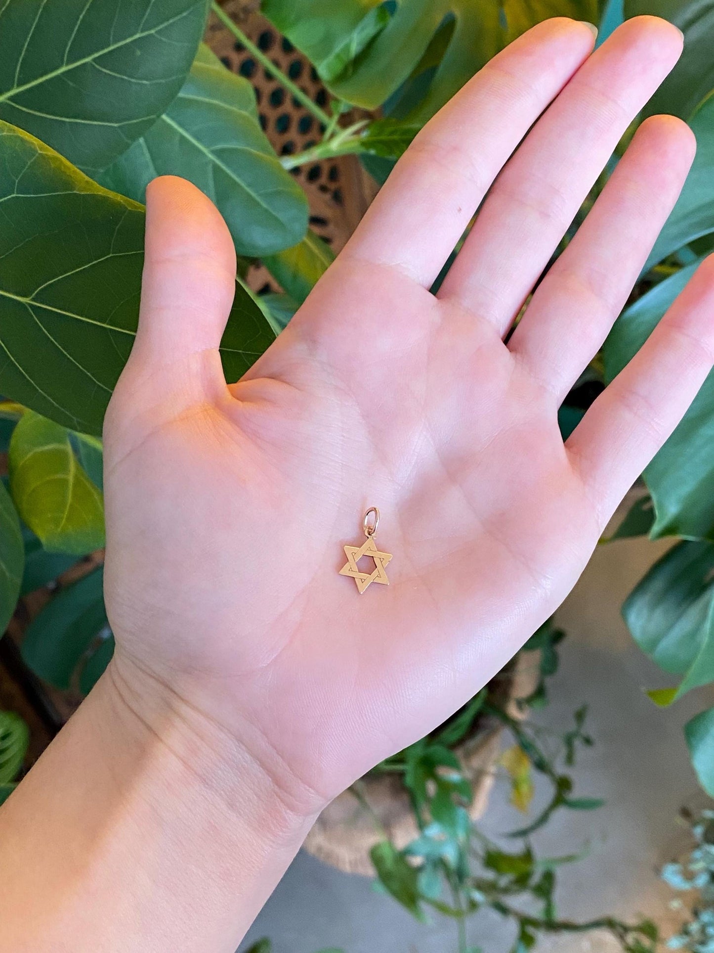 Vintage Solid 14k Rose Gold Star of David Charm