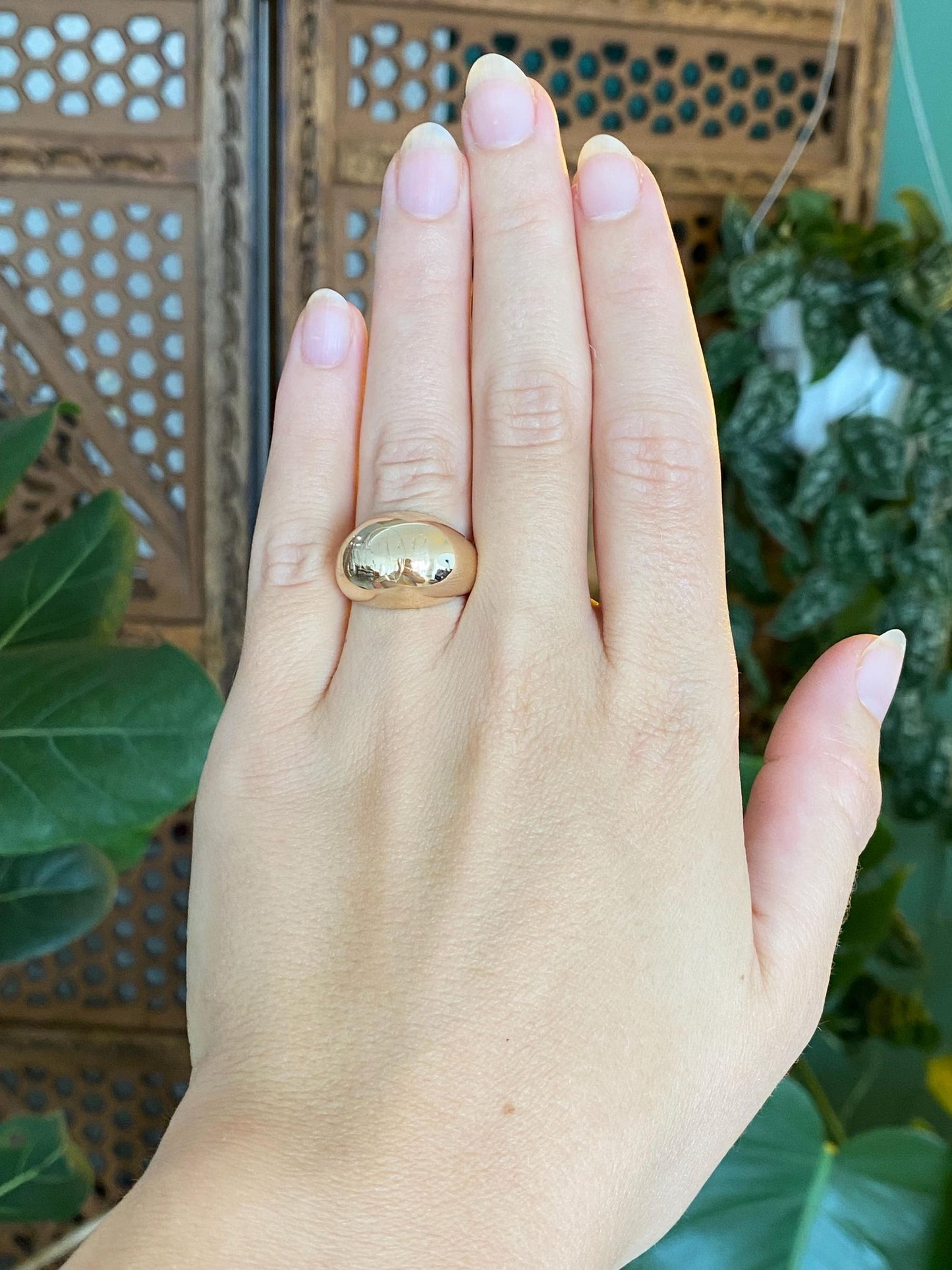 Vintage Solid 14k Yellow Gold Monogram Domed Ring - Size 5.5