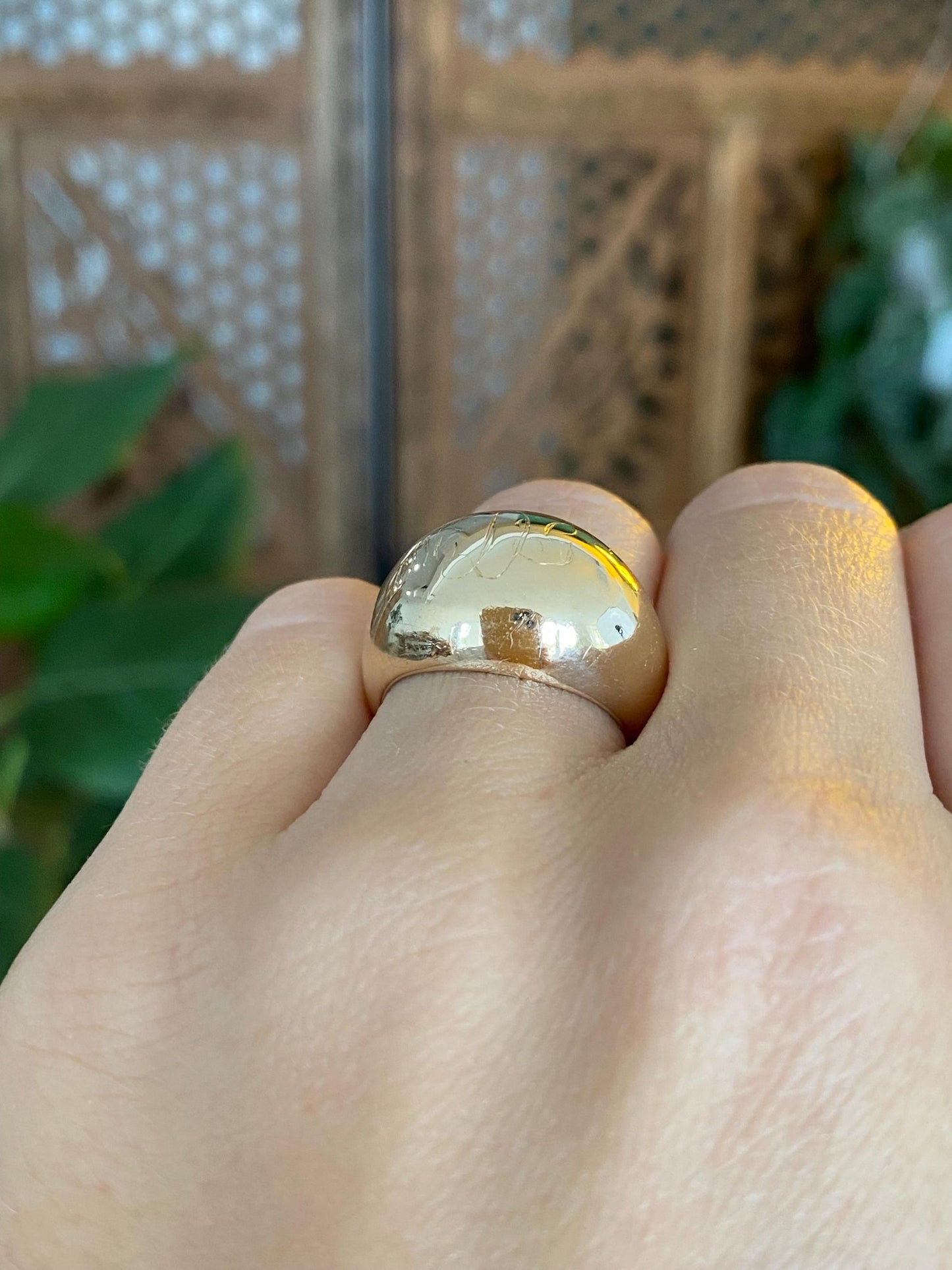 Vintage Solid 14k Yellow Gold Monogram Domed Ring - Size 5.5