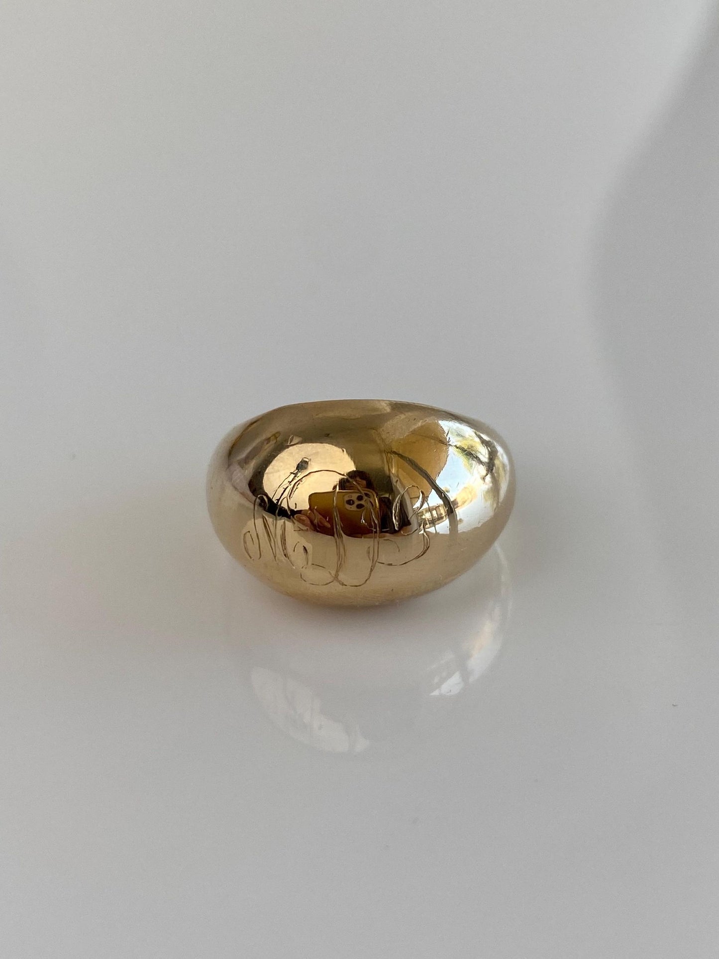 Vintage Solid 14k Yellow Gold Monogram Domed Ring - Size 5.5