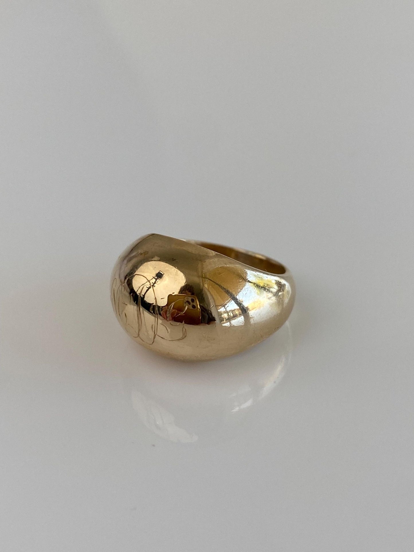 Vintage Solid 14k Yellow Gold Monogram Domed Ring - Size 5.5