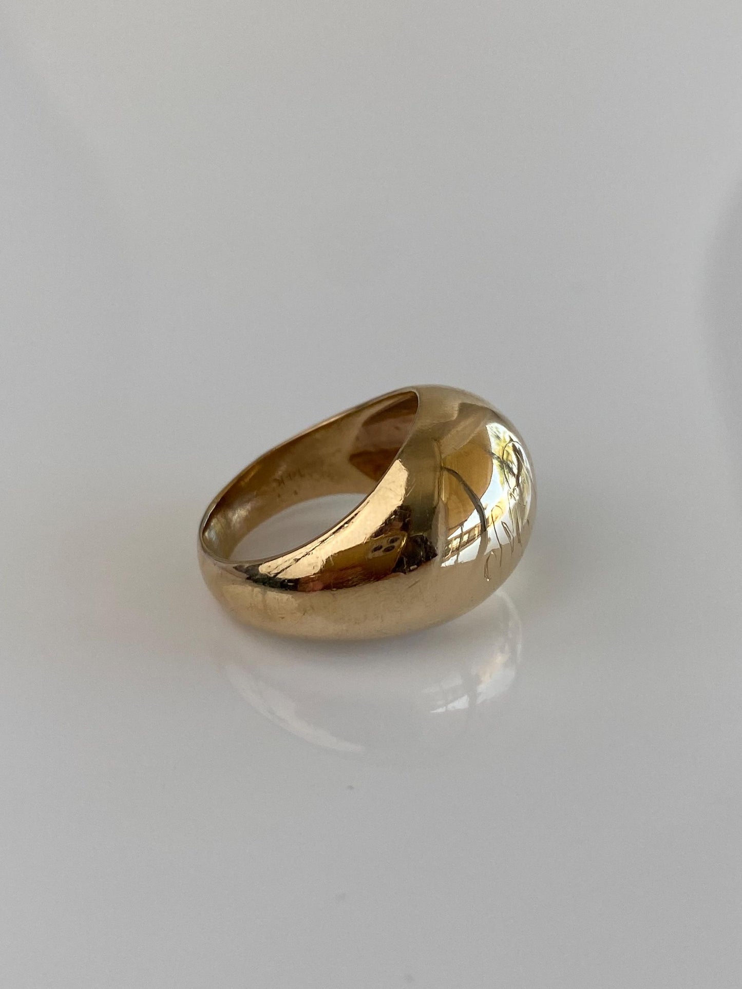 Vintage Solid 14k Yellow Gold Monogram Domed Ring - Size 5.5