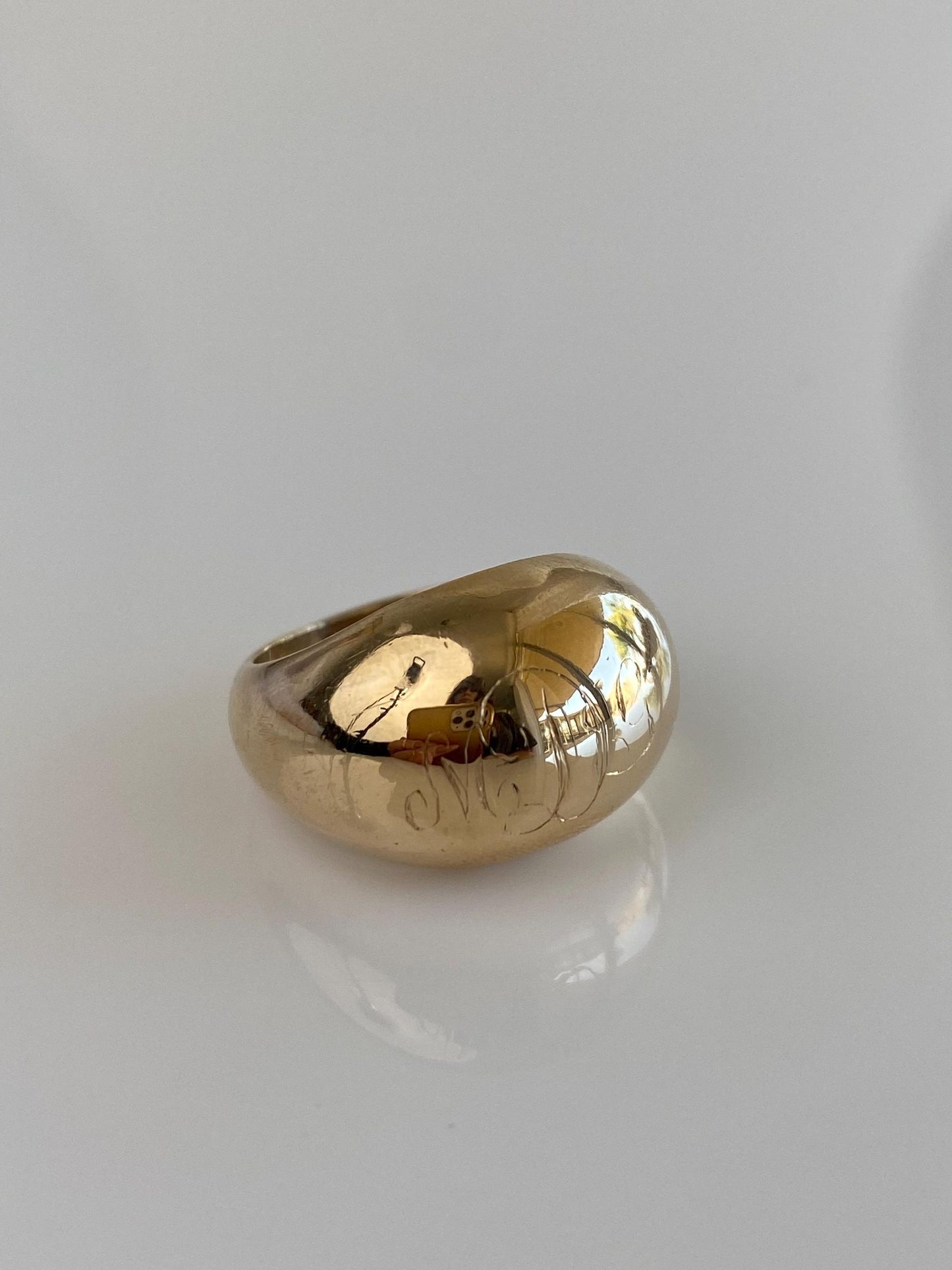 Vintage Solid 14k Yellow Gold Monogram Domed Ring - Size 5.5