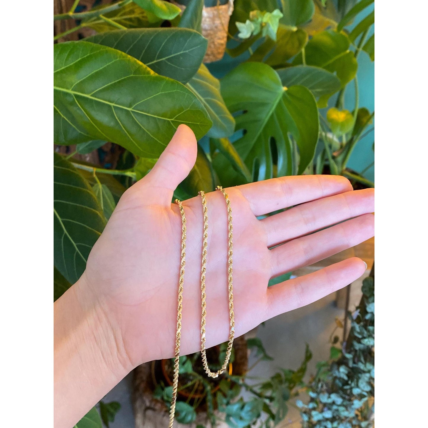 Vintage Solid 14k Yellow Gold Rope Chain Necklace - 24 inches