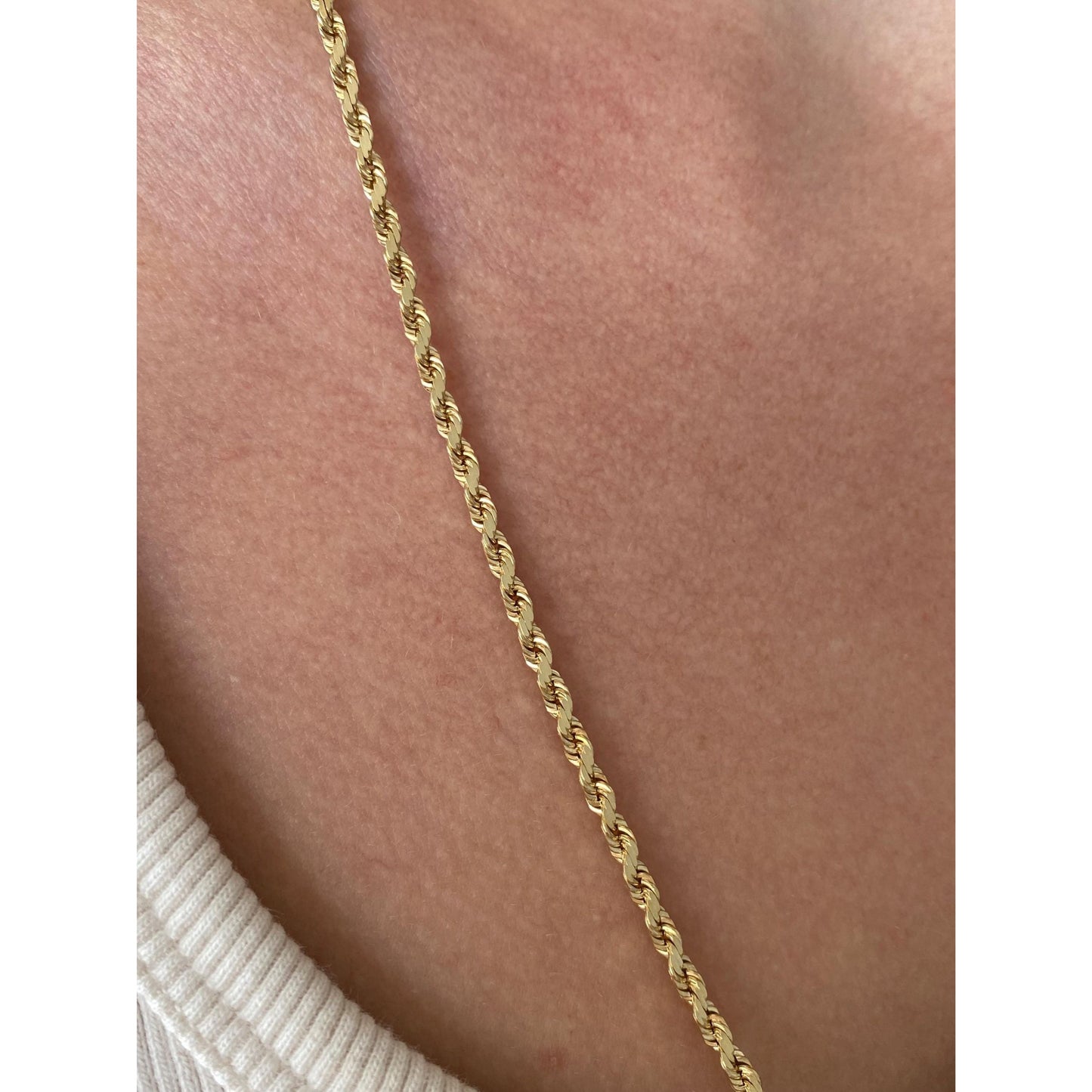 Vintage Solid 14k Yellow Gold Rope Chain Necklace - 24 inches