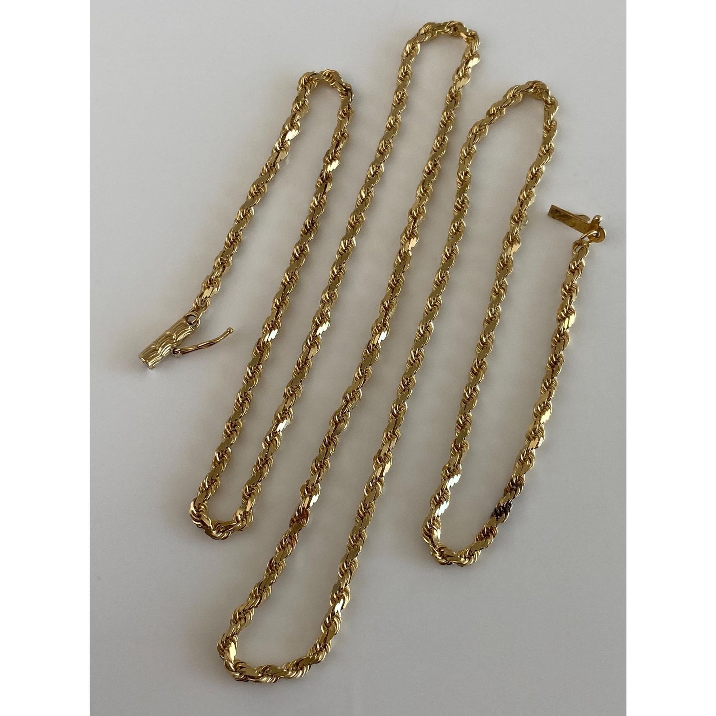 Vintage Solid 14k Yellow Gold Rope Chain Necklace - 24 inches