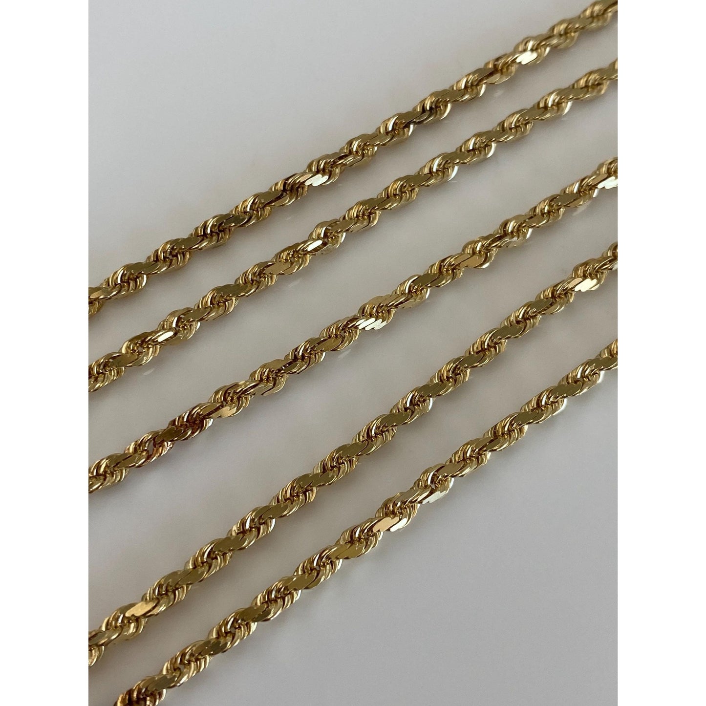 Vintage Solid 14k Yellow Gold Rope Chain Necklace - 24 inches