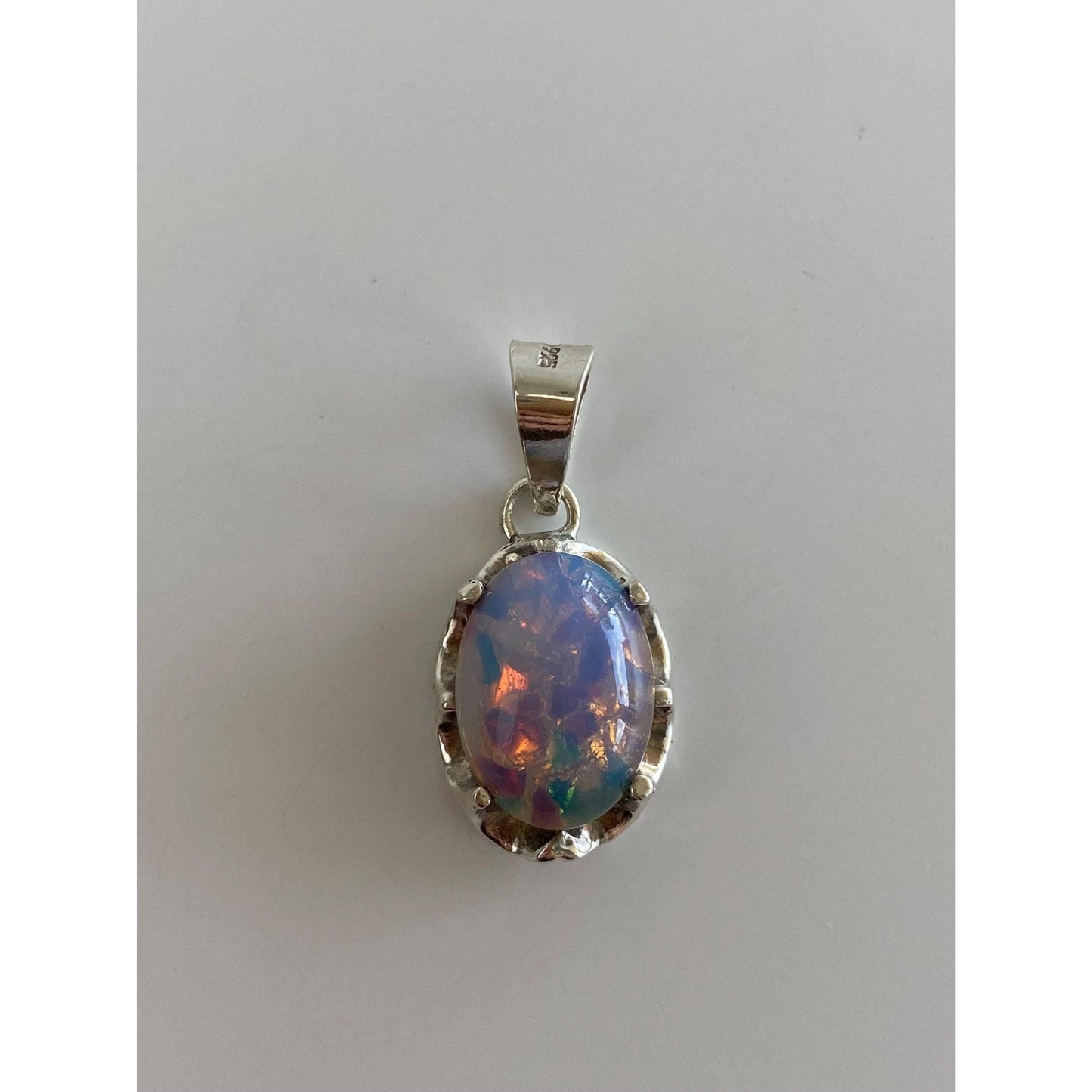 Vintage Solid Sterling Silver Foiled Cabochon Charm