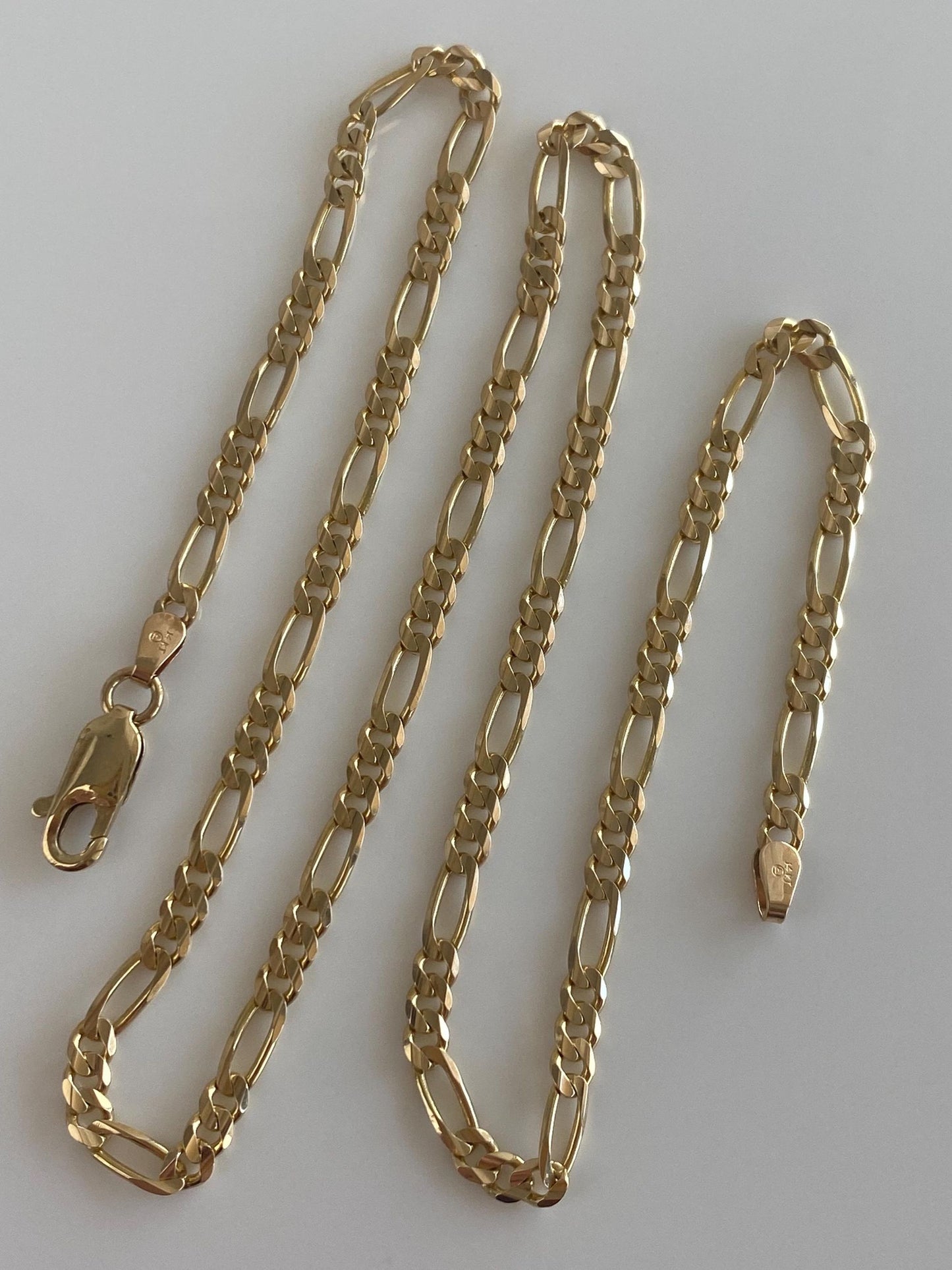 Vintage Solid 14k Yellow Gold Figaro Chain Necklace - 16.5 inches