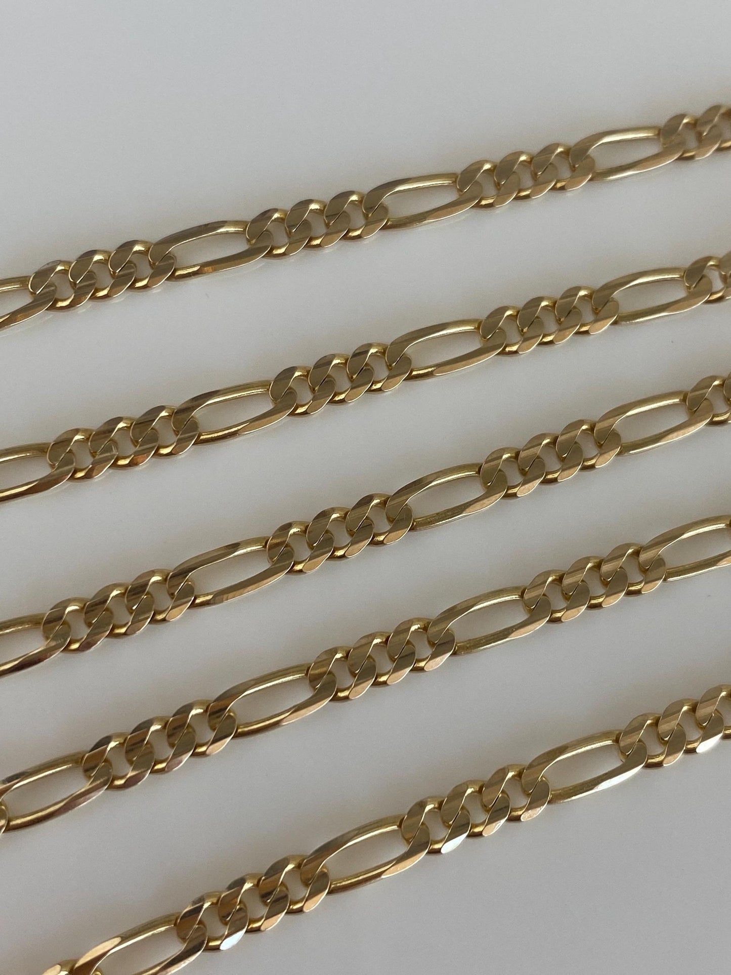 Vintage Solid 14k Yellow Gold Figaro Chain Necklace - 16.5 inches