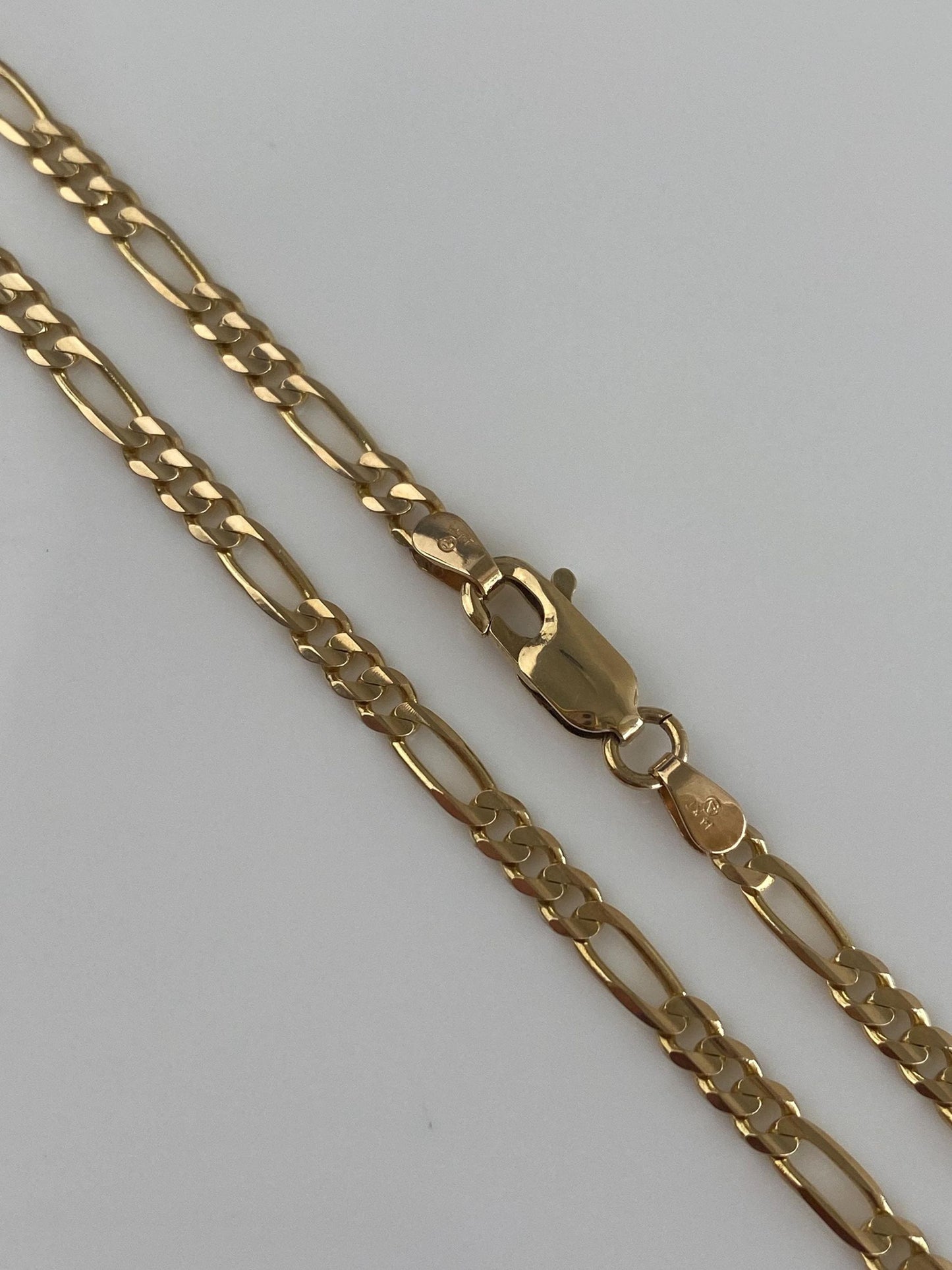 Vintage Solid 14k Yellow Gold Figaro Chain Necklace - 16.5 inches