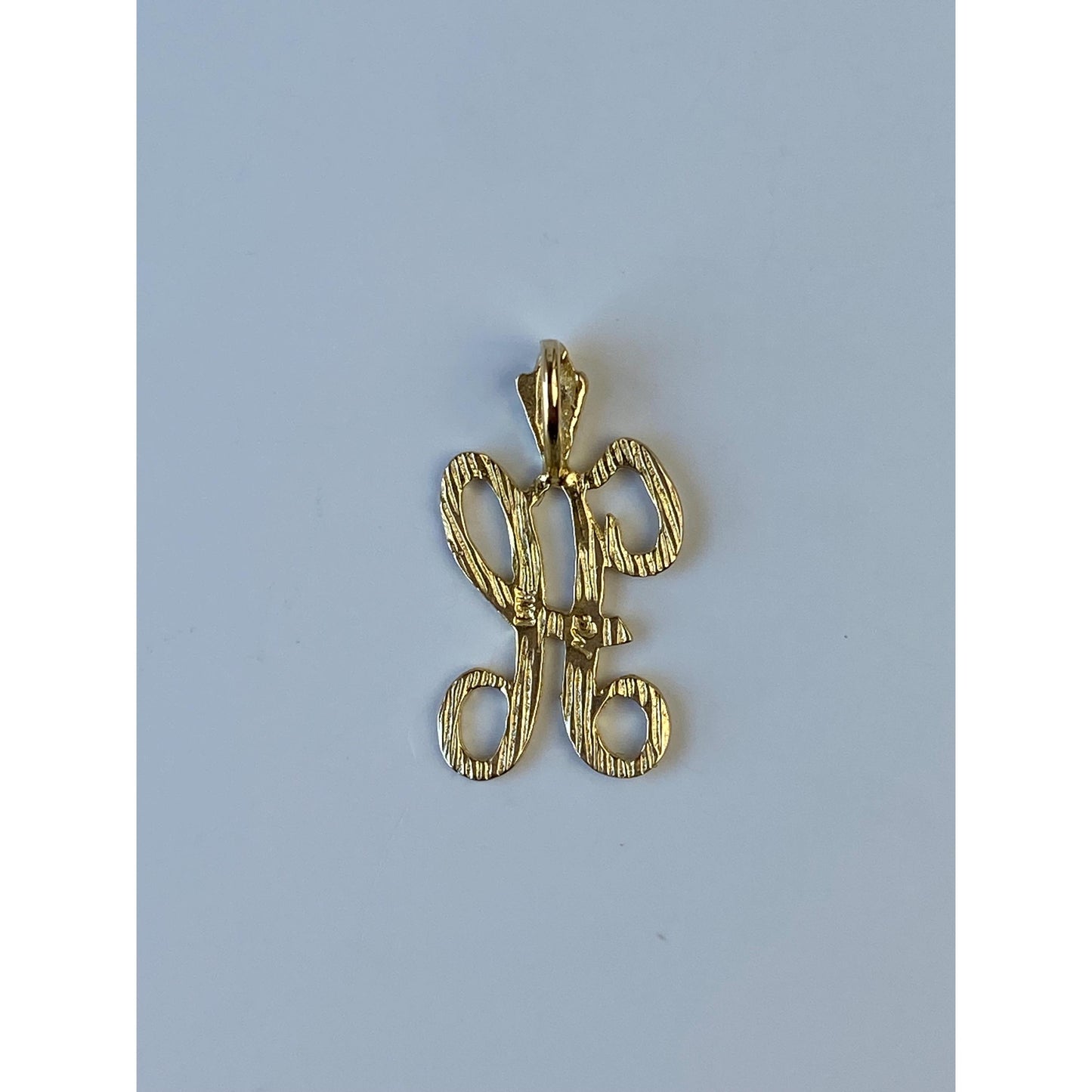 Solid 14k Yellow Gold Diamond Cut Initial 'H' Charm