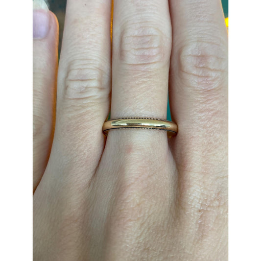 Vintage Solid 14k Yellow Gold Milgrain Ring Band - Size 9.75