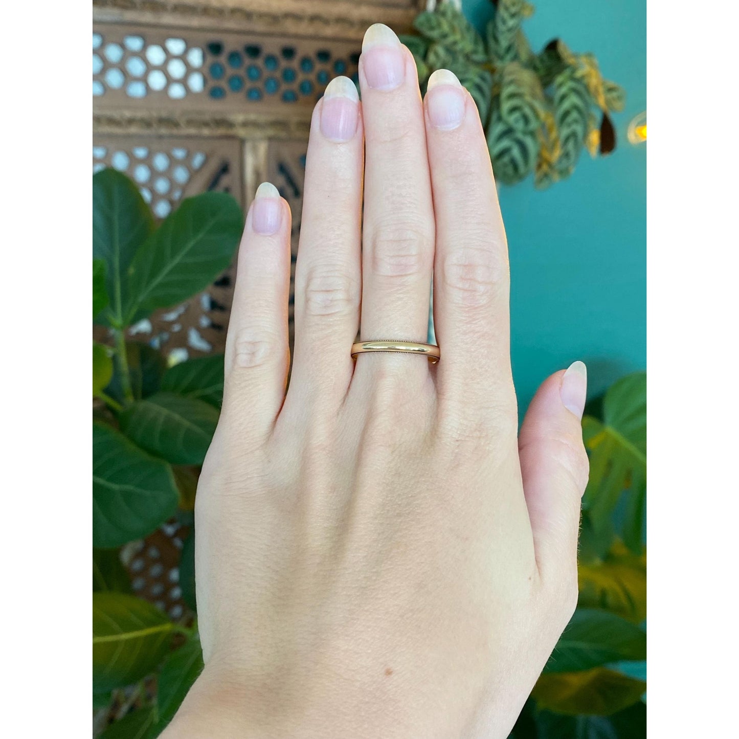 Vintage Solid 14k Yellow Gold Milgrain Ring Band - Size 9.75