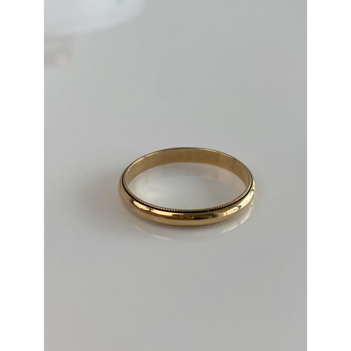 Vintage Solid 14k Yellow Gold Milgrain Ring Band - Size 9.75