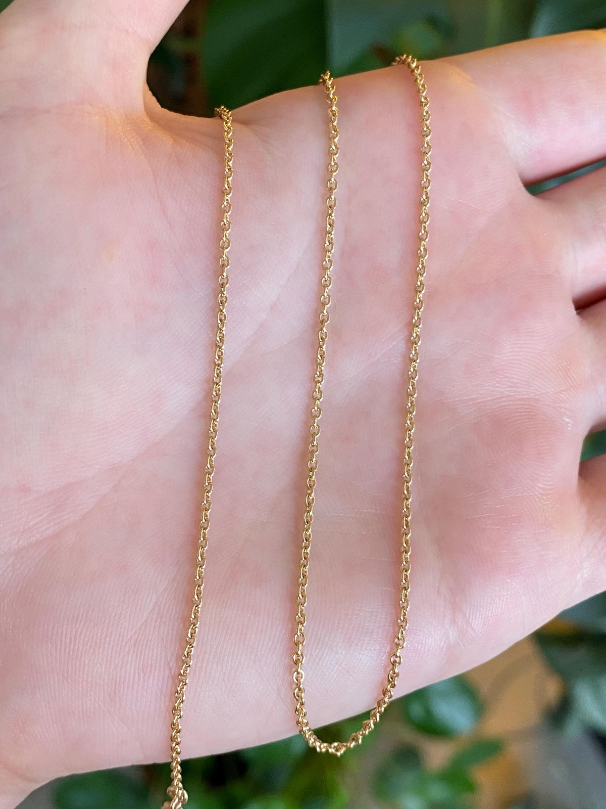 Vintage Solid 18k Yellow Gold Rolo Style Chain Necklace - 18.25 inches