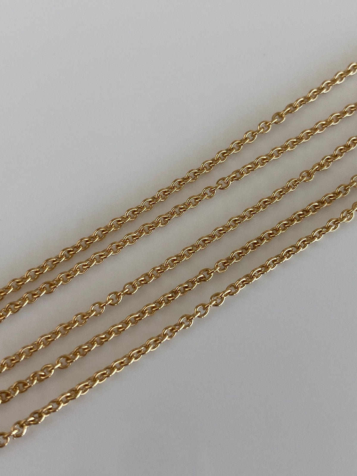 Vintage Solid 18k Yellow Gold Rolo Style Chain Necklace - 18.25 inches
