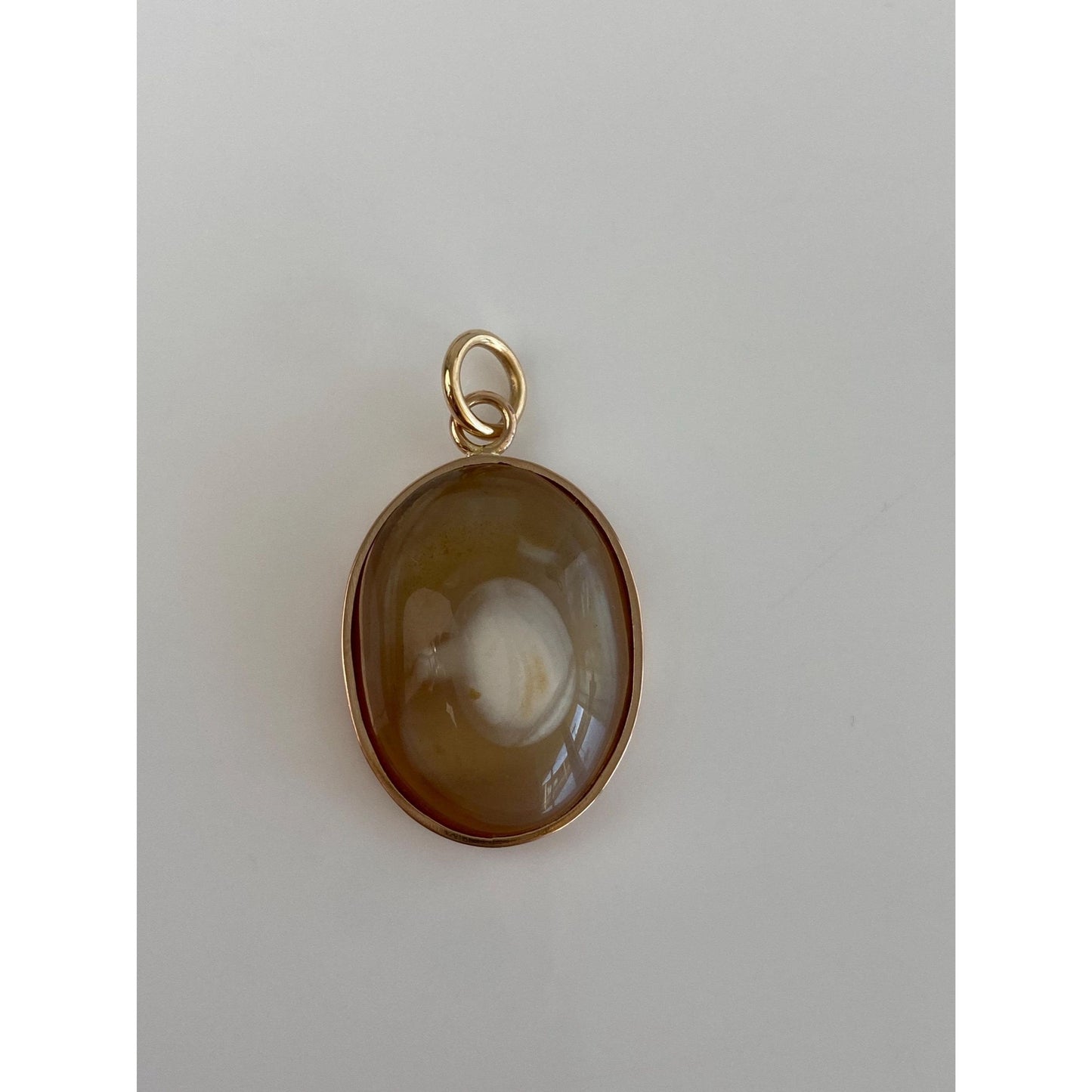 Vintage Solid 10k Rosey Gold Agate Charm