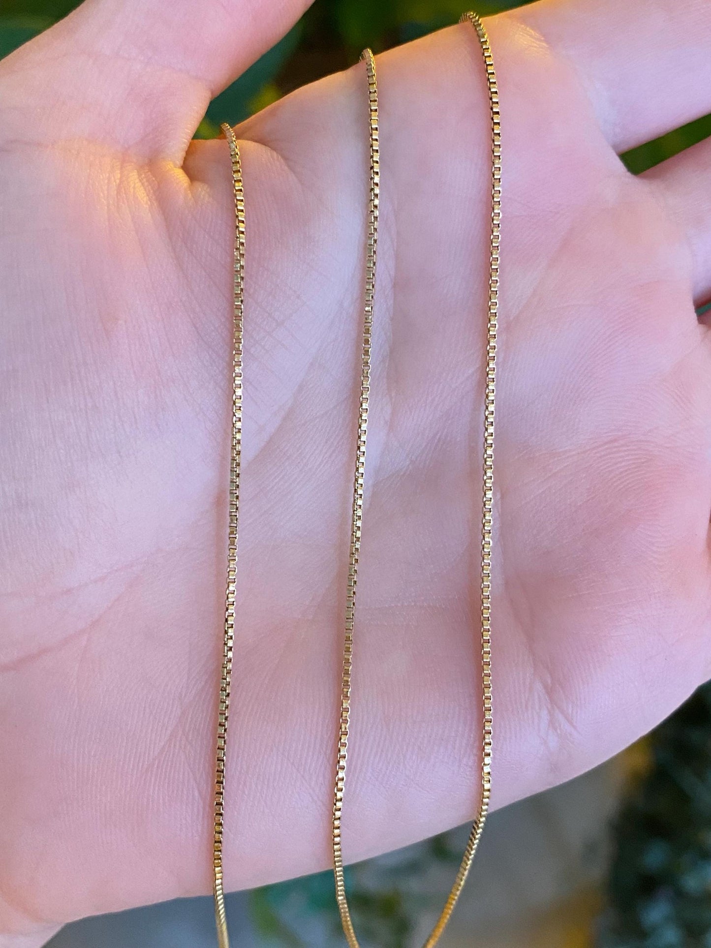 Vintage Solid 18k Yellow Gold Box Chain Necklace - 24 inches