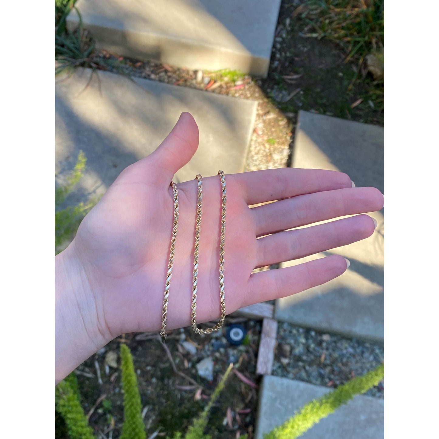 Vintage Solid 14k Yellow Gold Rope Chain Necklace - 18 inches