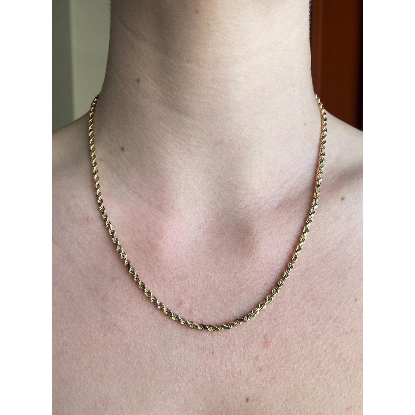Vintage Solid 14k Yellow Gold Rope Chain Necklace - 18 inches
