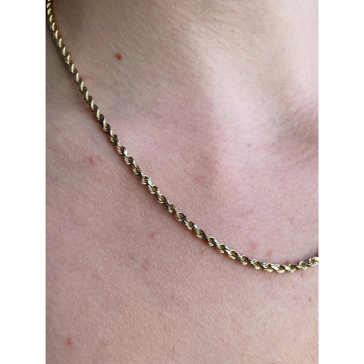 Vintage Solid 14k Yellow Gold Rope Chain Necklace - 18 inches