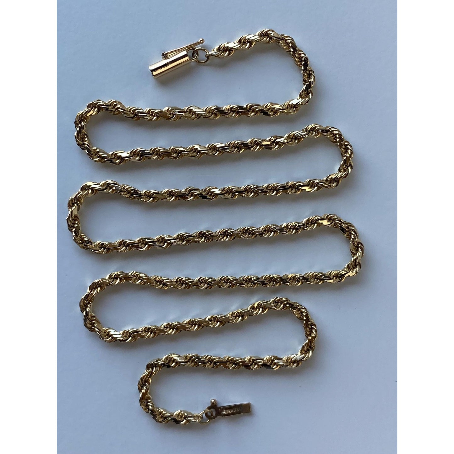 Vintage Solid 14k Yellow Gold Rope Chain Necklace - 18 inches