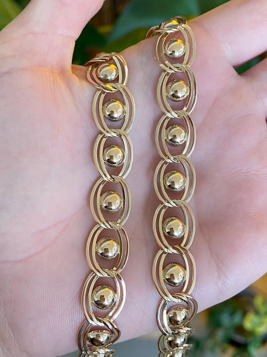 Vintage Solid 14k Yellow Gold Fancy Link Chain Necklace - 16 inches