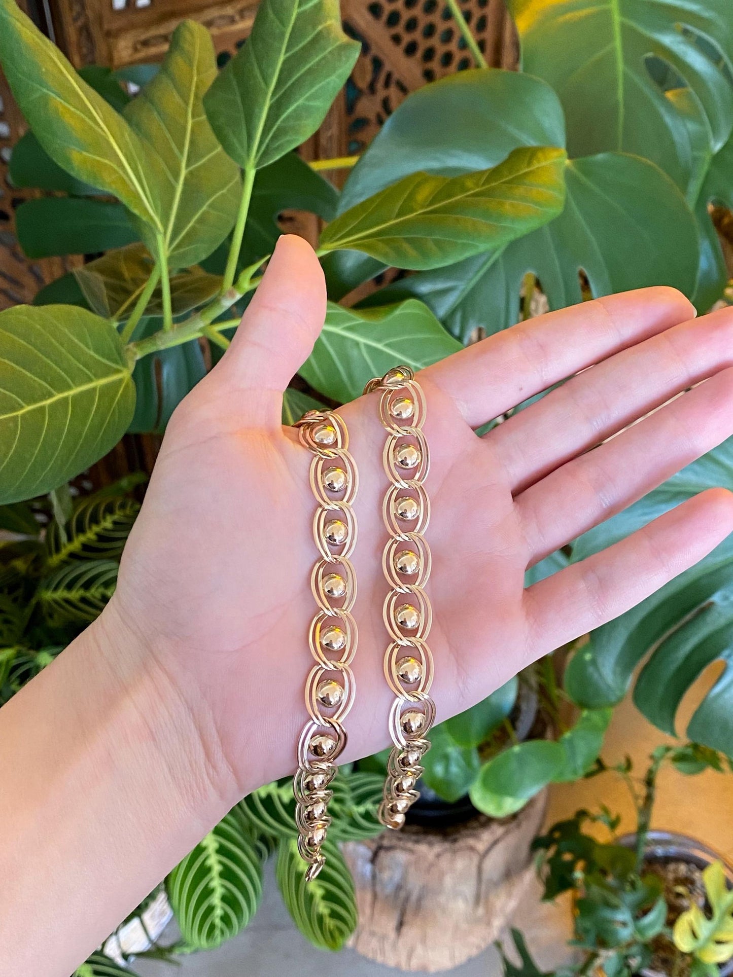 Vintage Solid 14k Yellow Gold Fancy Link Chain Necklace - 16 inches