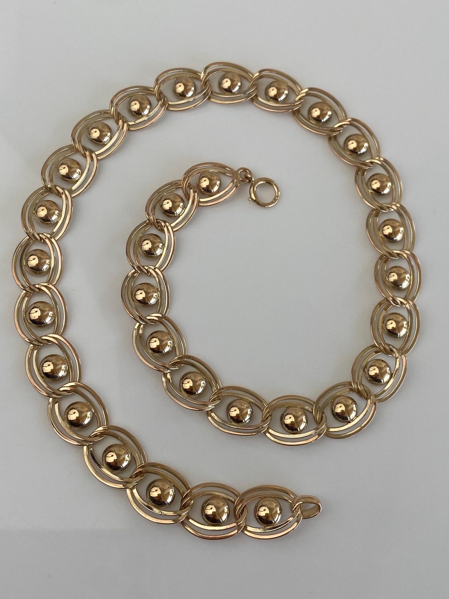 Vintage Solid 14k Yellow Gold Fancy Link Chain Necklace - 16 inches