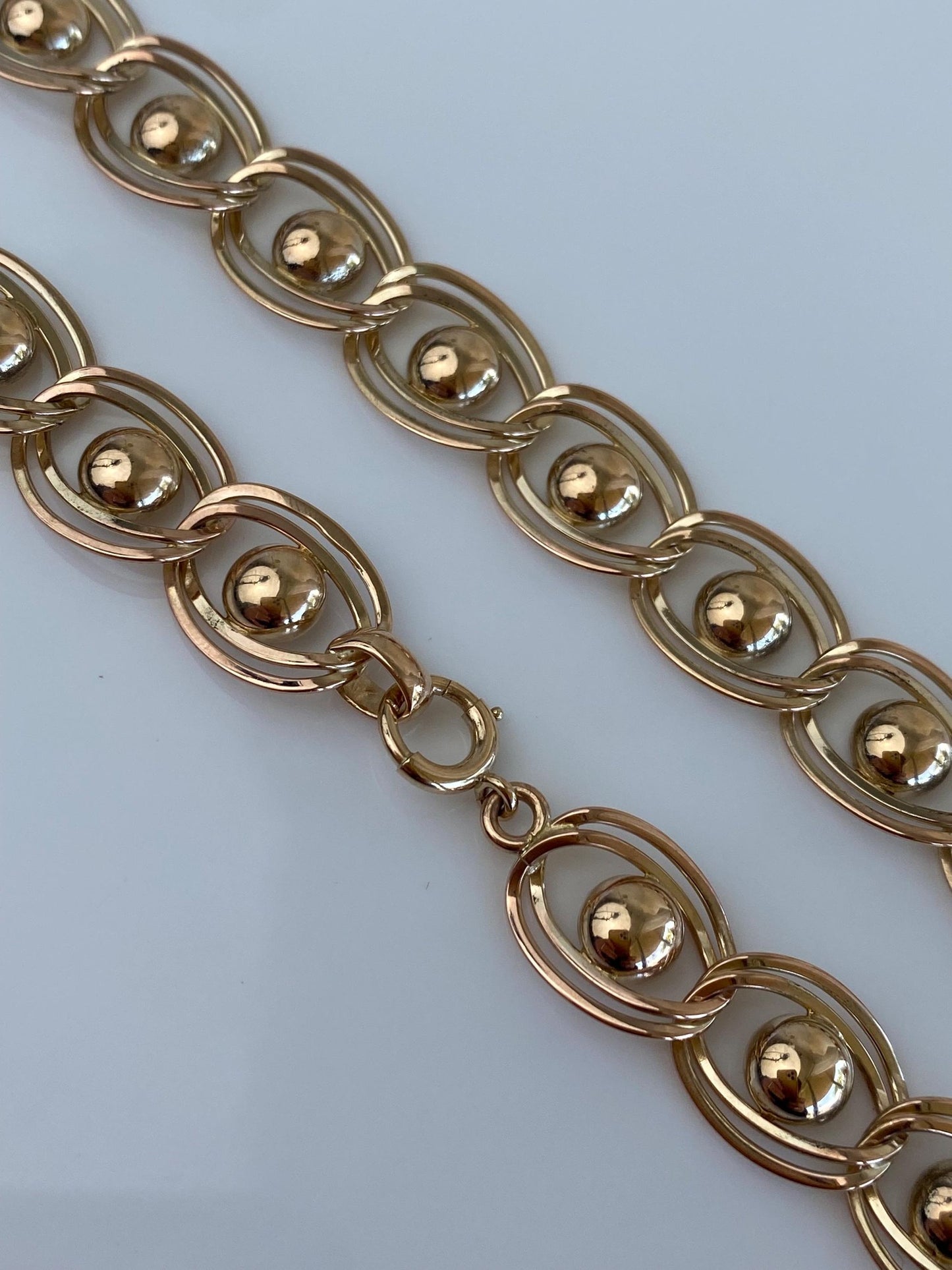 Vintage Solid 14k Yellow Gold Fancy Link Chain Necklace - 16 inches