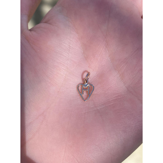 Solid 14k Rose Gold H Heart Charm