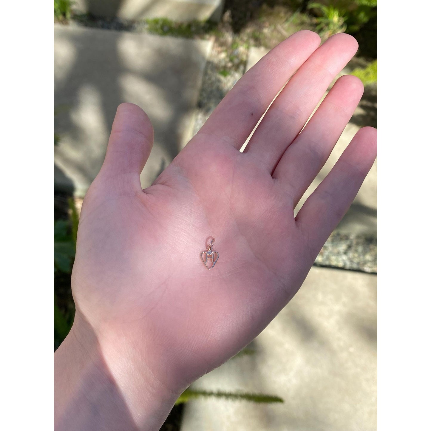 Solid 14k Rose Gold H Heart Charm