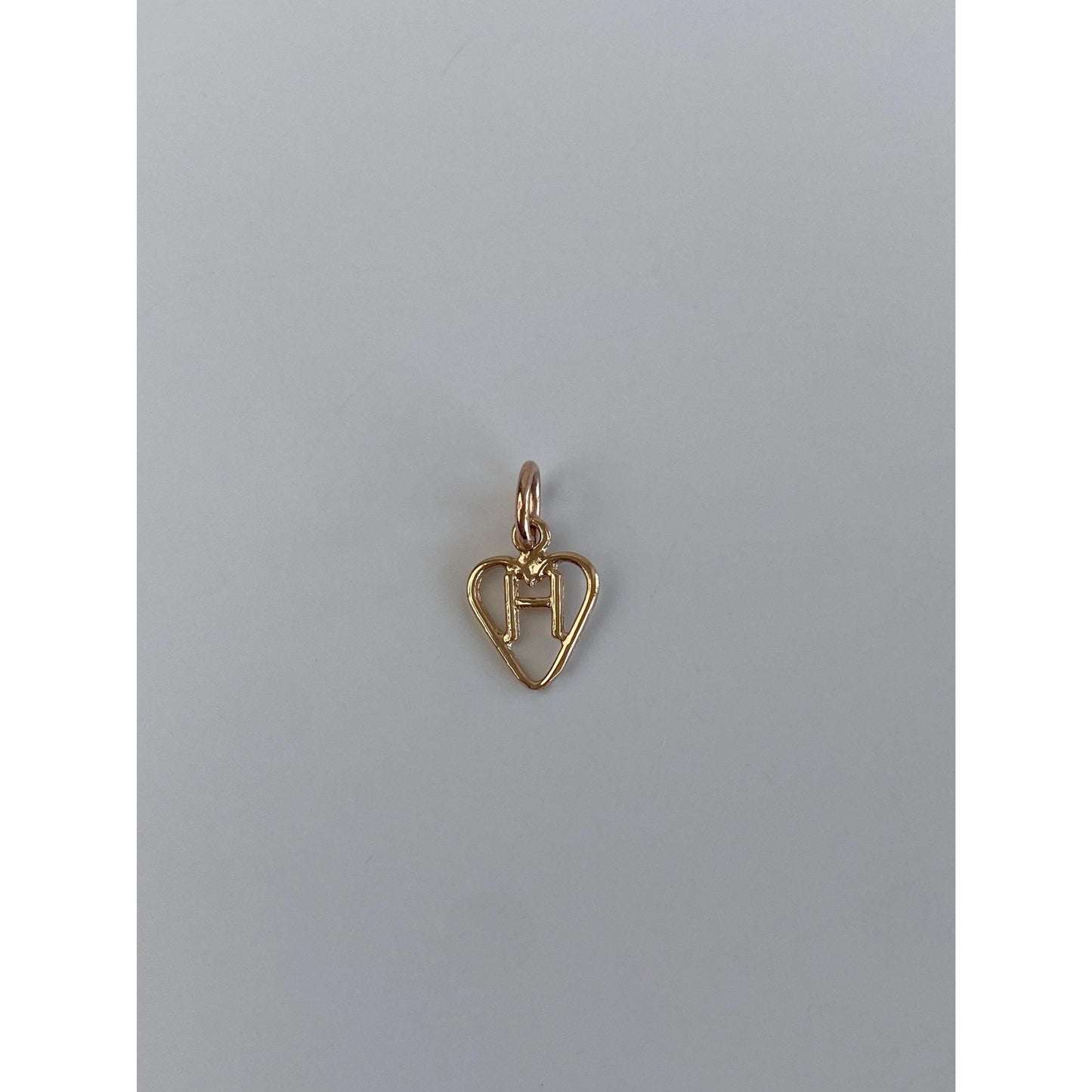 Solid 14k Rose Gold H Heart Charm