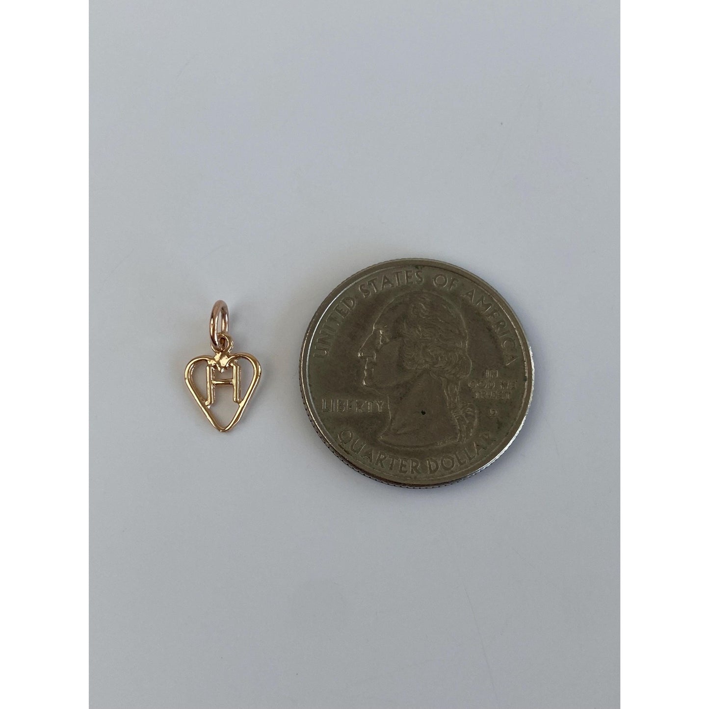 Solid 14k Rose Gold H Heart Charm