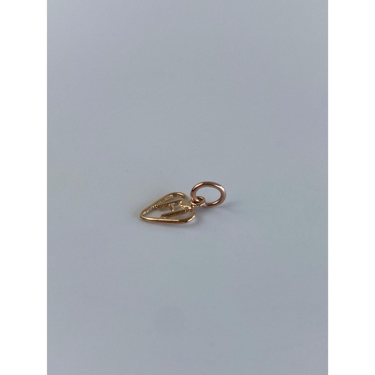 Solid 14k Rose Gold H Heart Charm