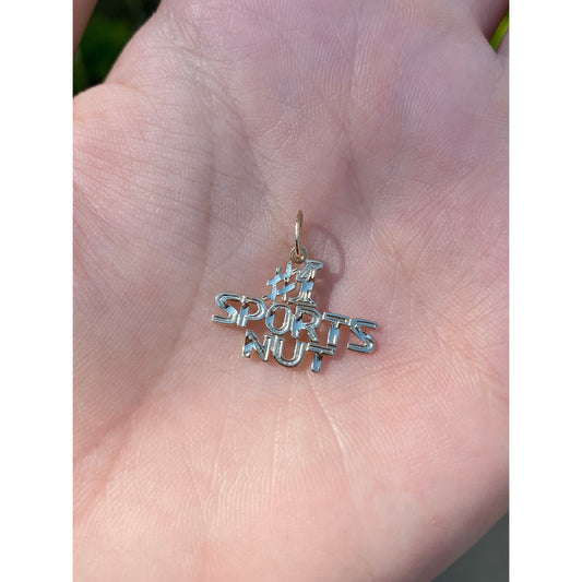 Vintage Solid 14k Yellow Gold Diamond Cut '#1 Sports Nut' Charm