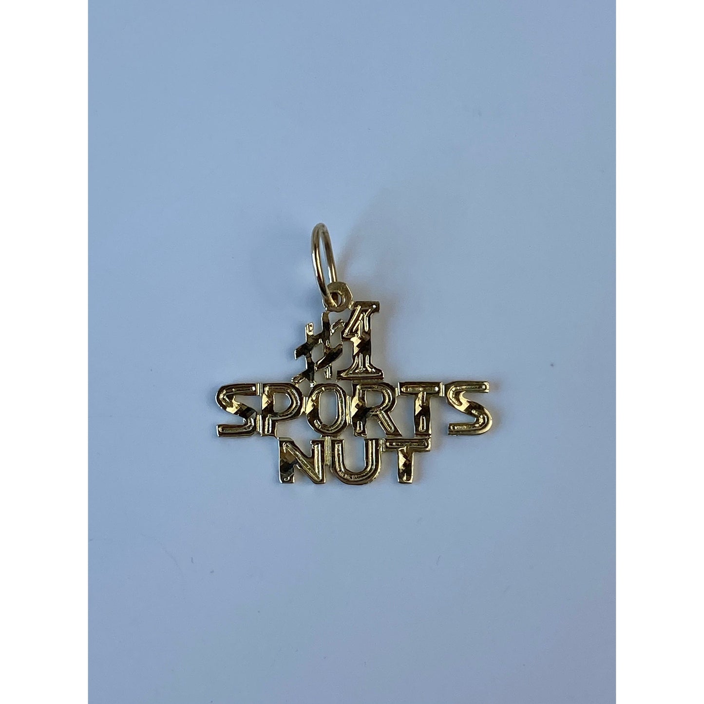Vintage Solid 14k Yellow Gold Diamond Cut '#1 Sports Nut' Charm