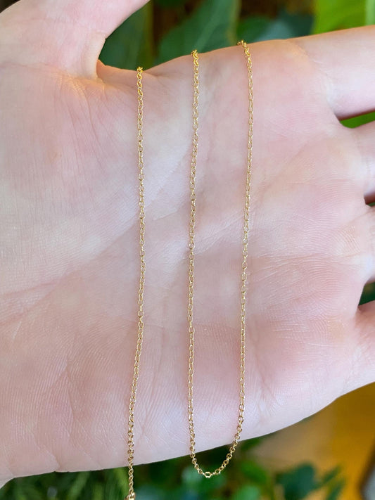 Vintage Solid 10k Yellow Gold Dainty Cable Chain Necklace - 13.75 inches