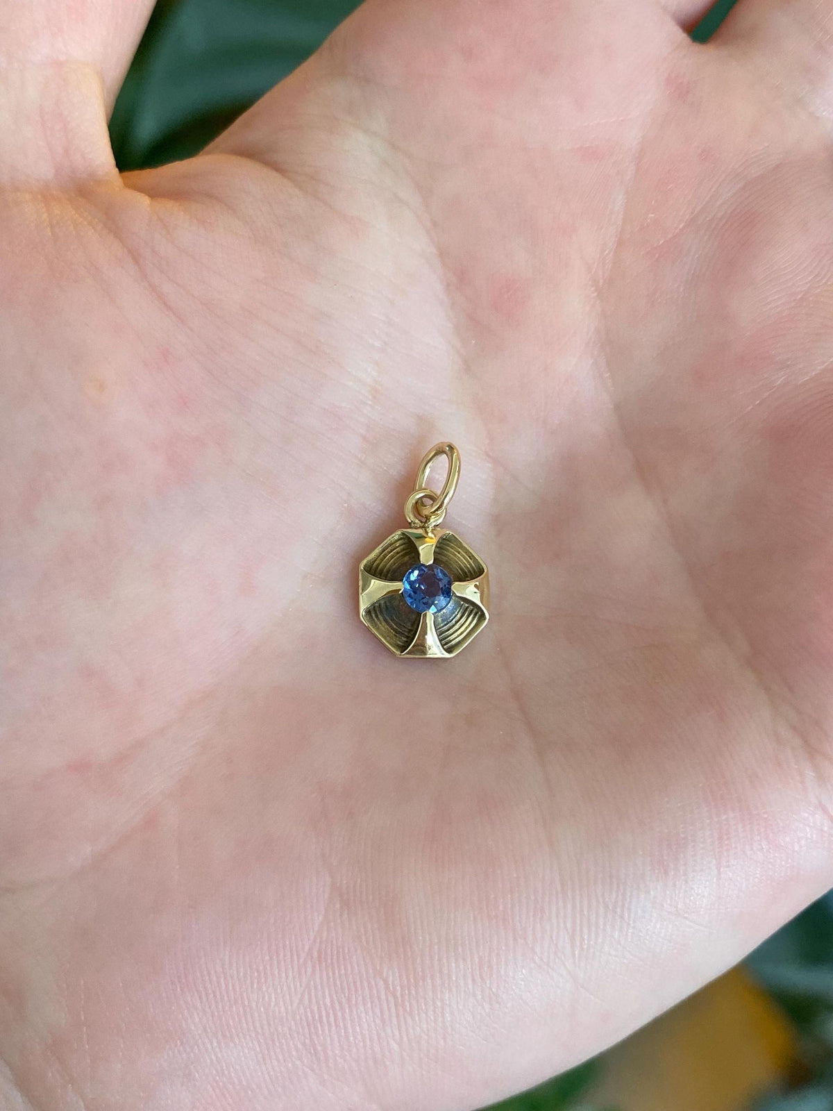 Vintage 14k Yellow Gold Blue Sapphire Stick Pin Conversion Charm