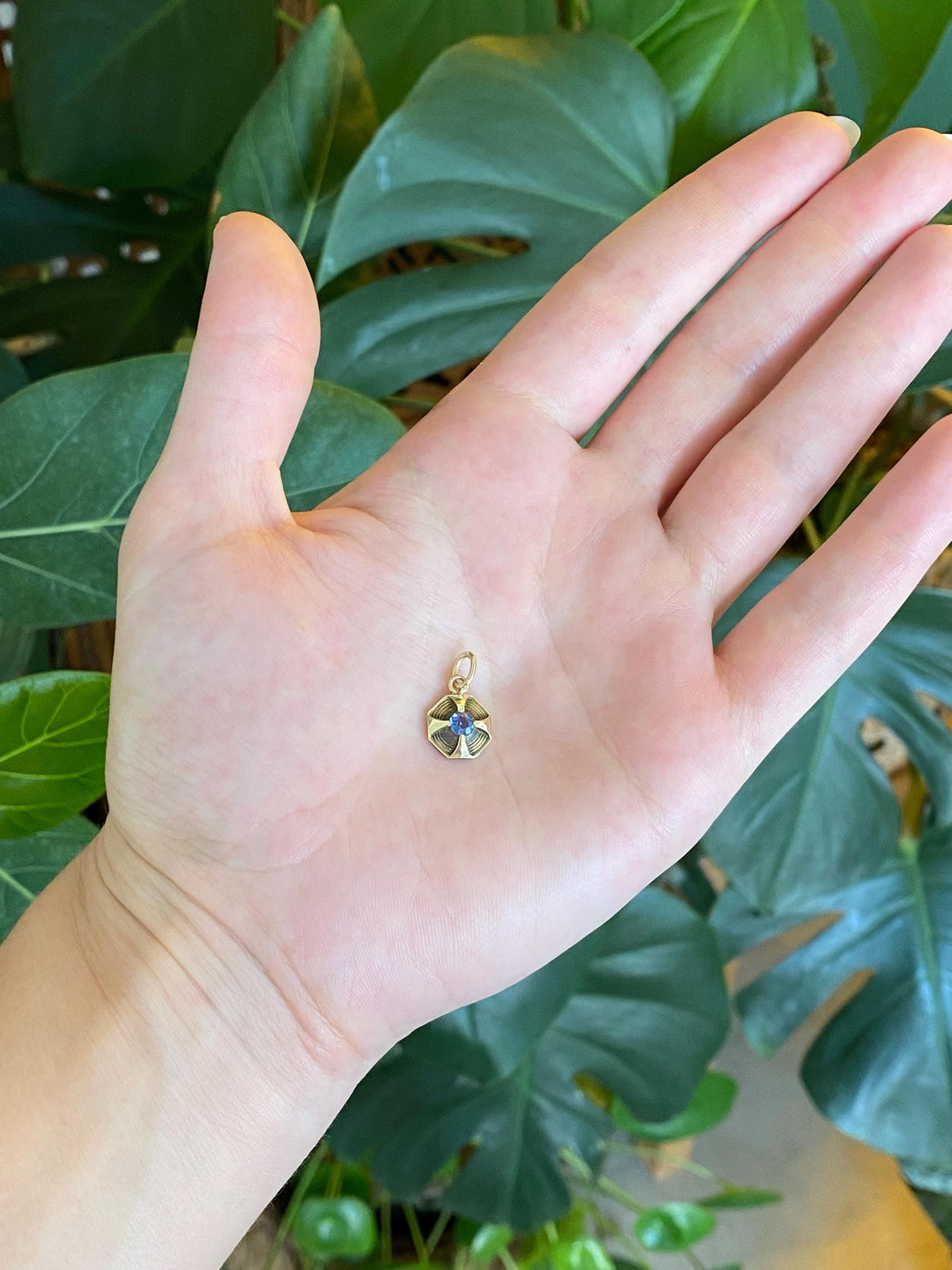 Vintage 14k Yellow Gold Blue Sapphire Stick Pin Conversion Charm