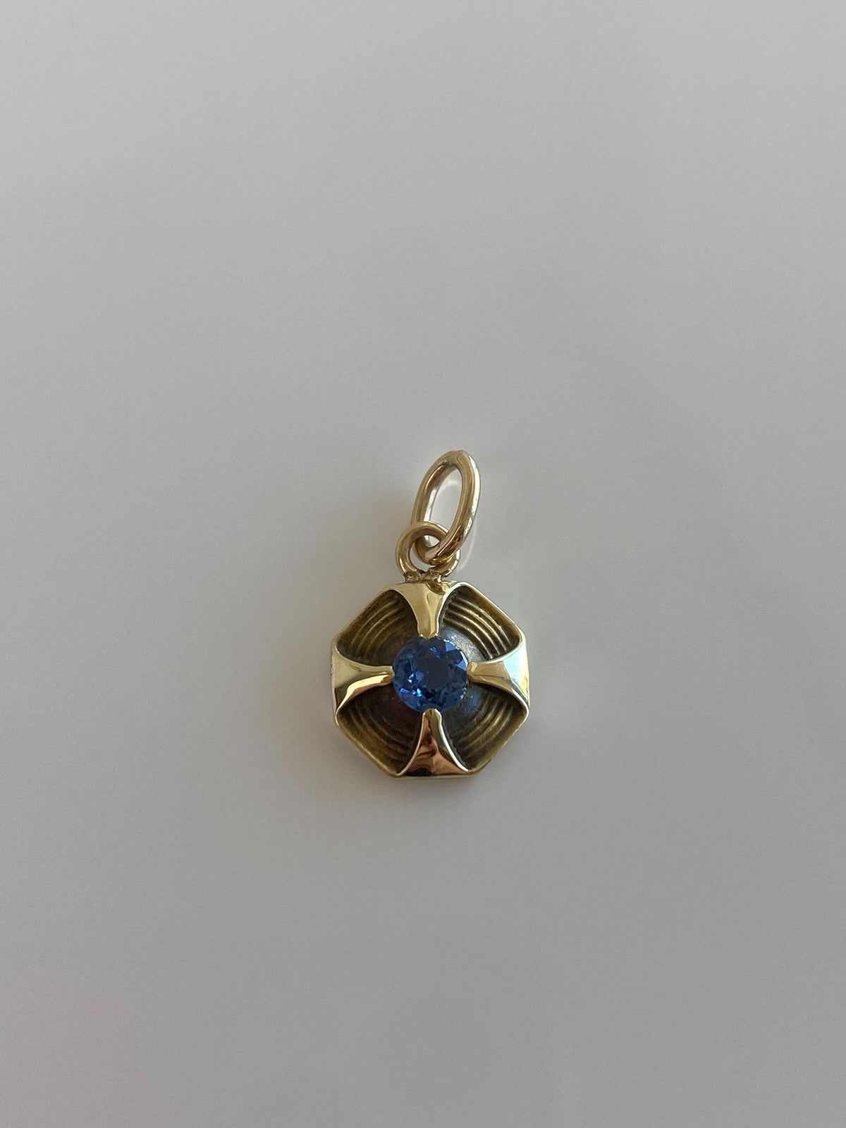 Vintage 14k Yellow Gold Blue Sapphire Stick Pin Conversion Charm