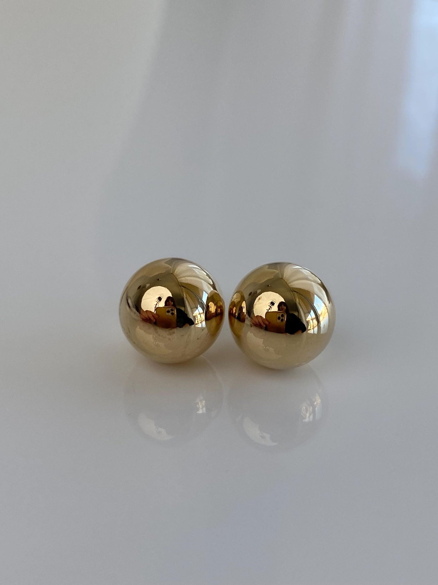 Vintage 14k Yellow Gold Large Ball Stud Earrings