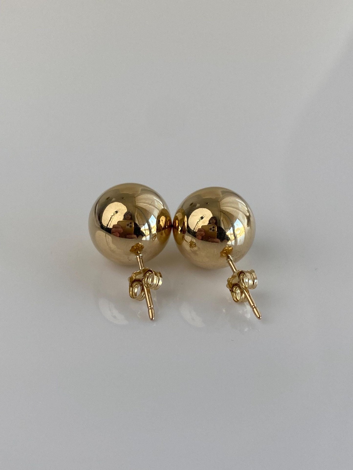 Vintage 14k Yellow Gold Large Ball Stud Earrings