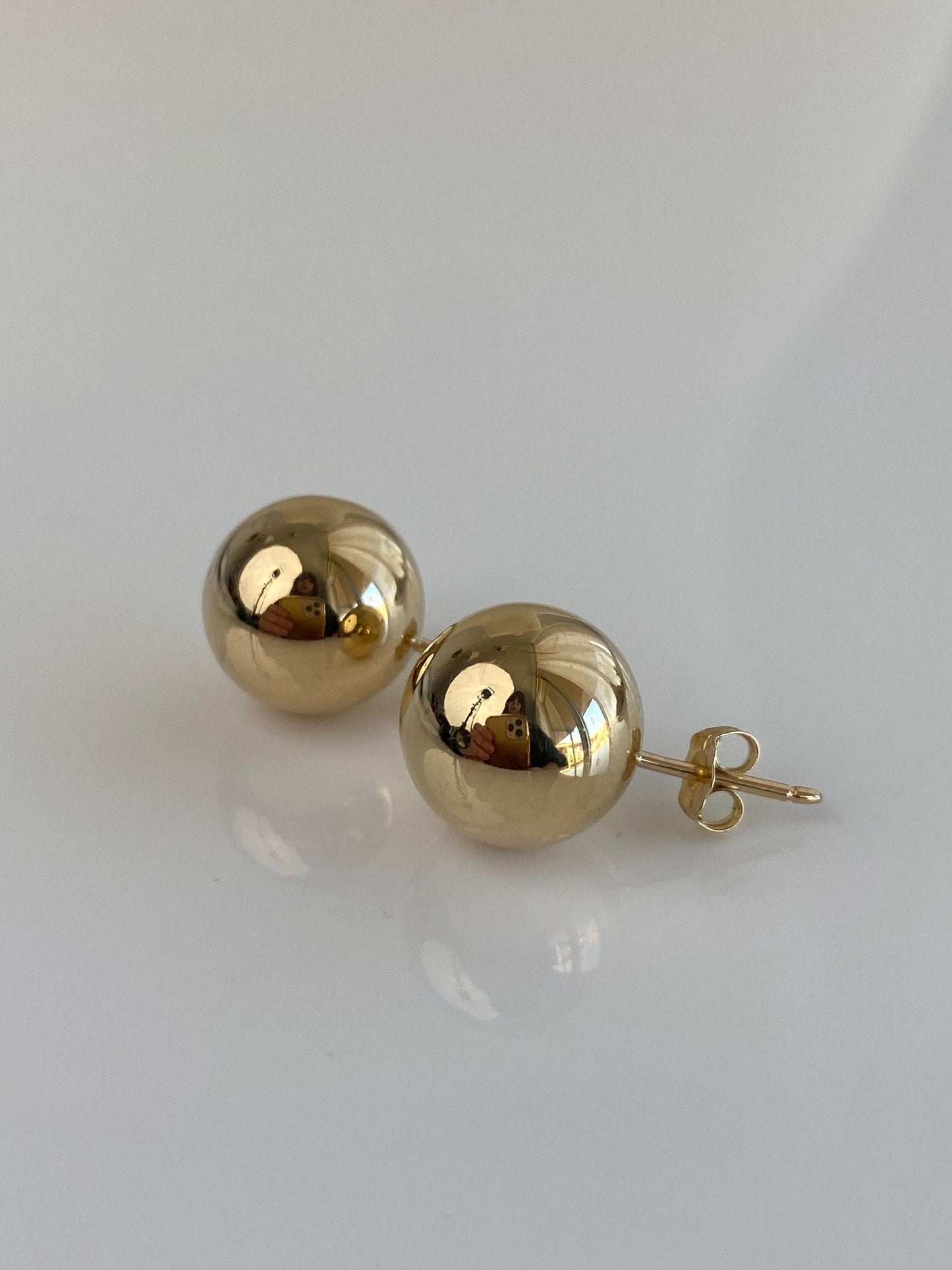 Vintage 14k Yellow Gold Large Ball Stud Earrings
